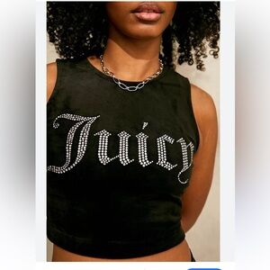 Juicy Couture Black Rhinestone Logo Cropped Tank